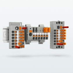 Distribution blocks with integrated disconnect element